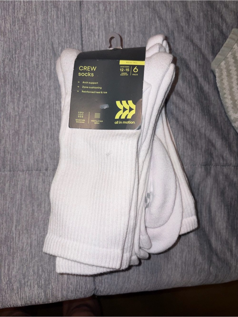 all in motion White Crew Socks 6-Pack
